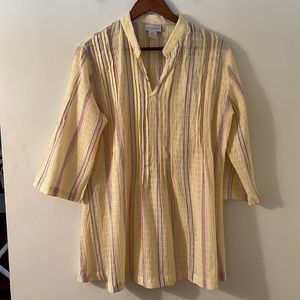Soft Surroundings Pleated Striped Top Size PM